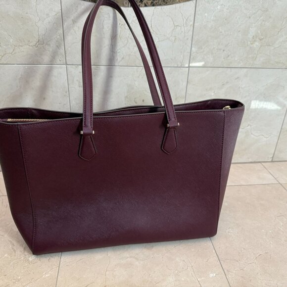 Dark Red Leather Tory Burch Robinson Tote - Picture 3 of 8